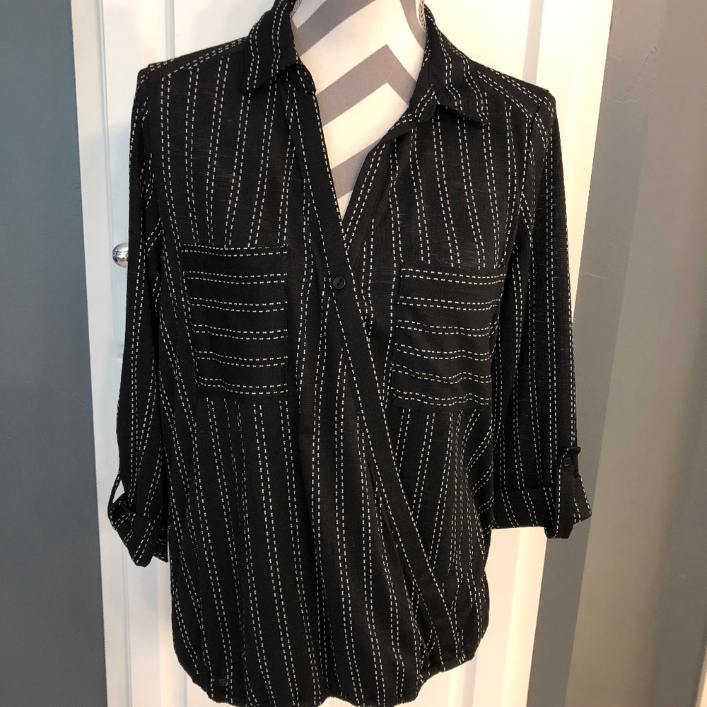 NWOT Faux wrap shirt
